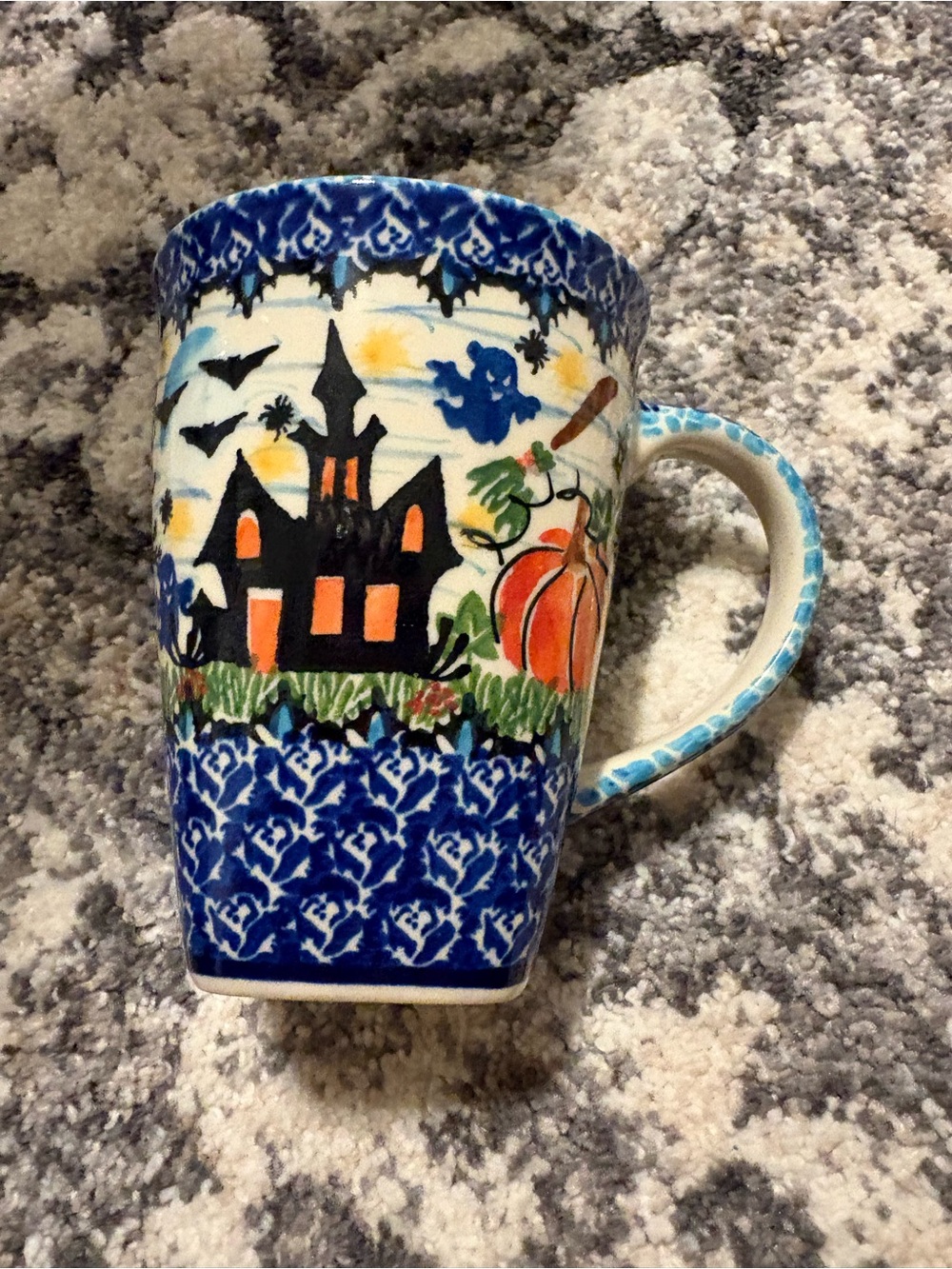 Uno Alla Volta Unikat Halloween Polish Pottery Large 18oz Mug - Picture 3 of 8